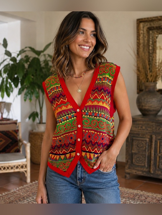 Dkny Other - 𝅺DKNY artsy beaded vintage 90 vest Large
